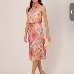 Adrianna Papell Multicolor Floral Midi Dress